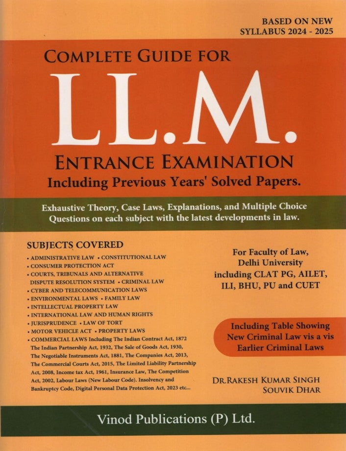 Complete Guide for LLM Entrance Examination - Including Previous Years' Solved Papers. | By Vinod Publications