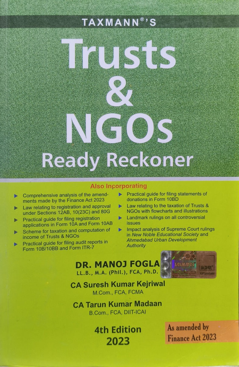 Trusts & NGOs Ready Reckoner | 4th Edition 2023 | As Ammended by Finance Act, 2023