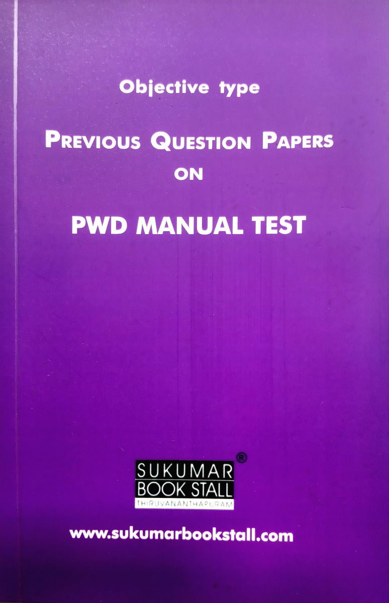 Objective Type Previous Questions Papers on PWD Manual Test (2019-2024) | PQ PWD Manual | Sukumar Book Stall