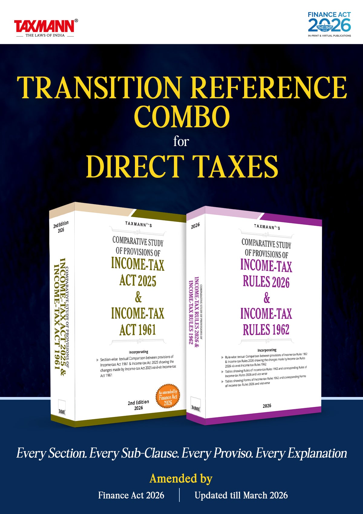 Transition Reference Combo for Direct Taxes – Comparative Study of Income-Tax Act & Rules, Old and New (Set of 2 Books) by Taxmann's Editorial Board – cover