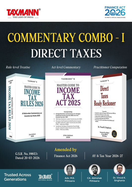 Commentary Combo I for Direct Taxes – Master Guides to Income Tax Act 2025 & Rules 2026 with Direct Taxes Ready Reckoner (Set of 3 Books) by Taxmann's Editorial Board – cover