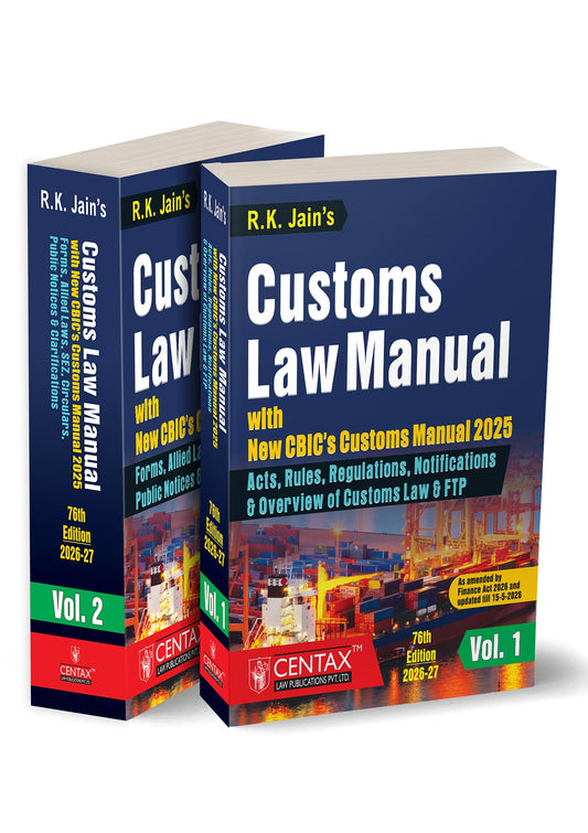 R.K. Jain's Customs Law Manual by Centax's Editorial Board – cover