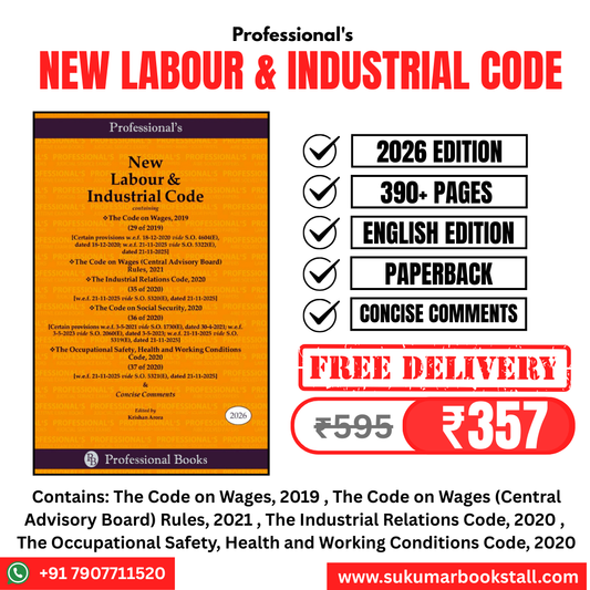 Professional's New Labour & Industrial Code Bare Act 2026 Edition | Contains Concise Section Comments | Free Home Delivery | 40% Discount | New Labour Law