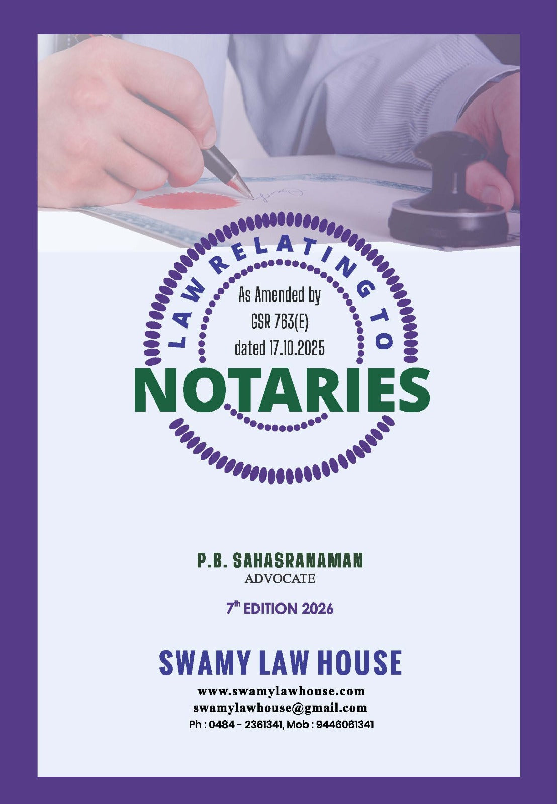 Law Relating to Notaries by P. B. Sahasranaman – cover