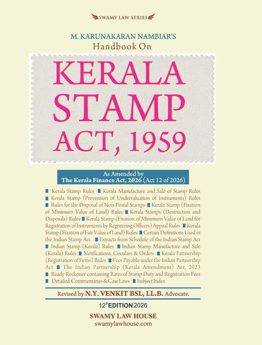 M. Karunakaran Nambiar's Handbook on the Kerala Stamp Act, 1959 by N. Y. Venkit – cover