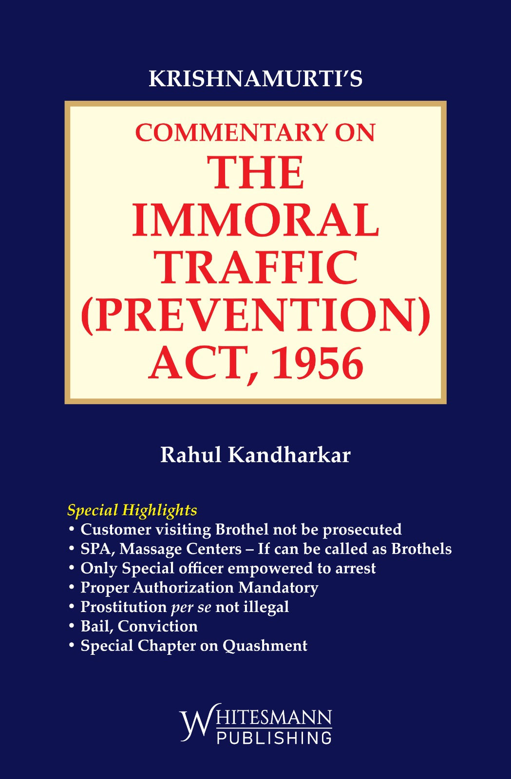 Commentary on the Immoral Traffic (Prevention) Act, 1956 – cover