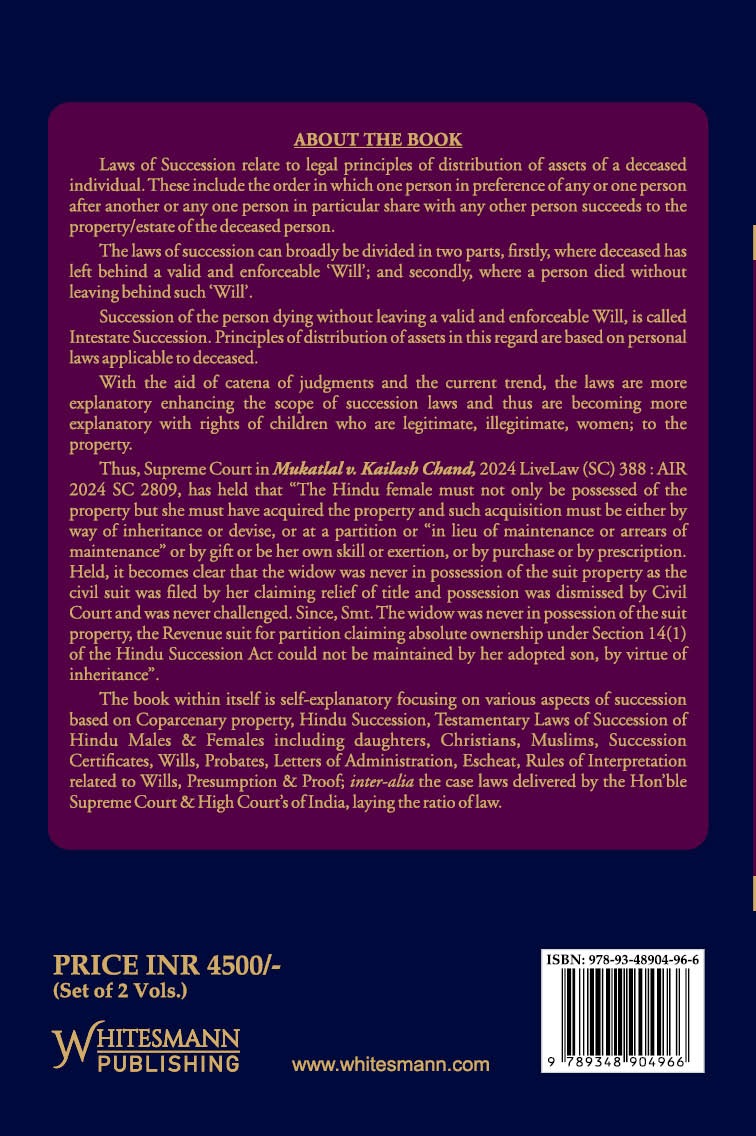 Law of Succession and Indian Succession Act (2 Volumes) by Yogesh V. Nayyar – image 2