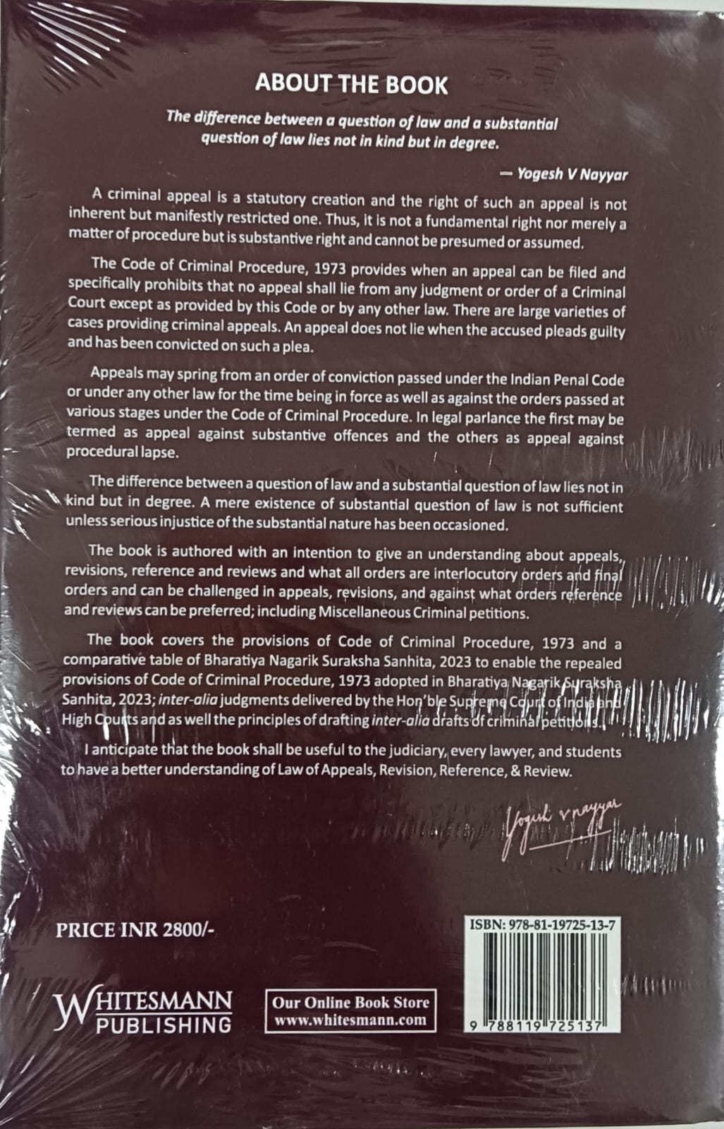 Law of Appeals, Revision, Reference, Review & Principles of Drafting & Pleadings (Criminal) by Yogesh V. Nayyar – image 2