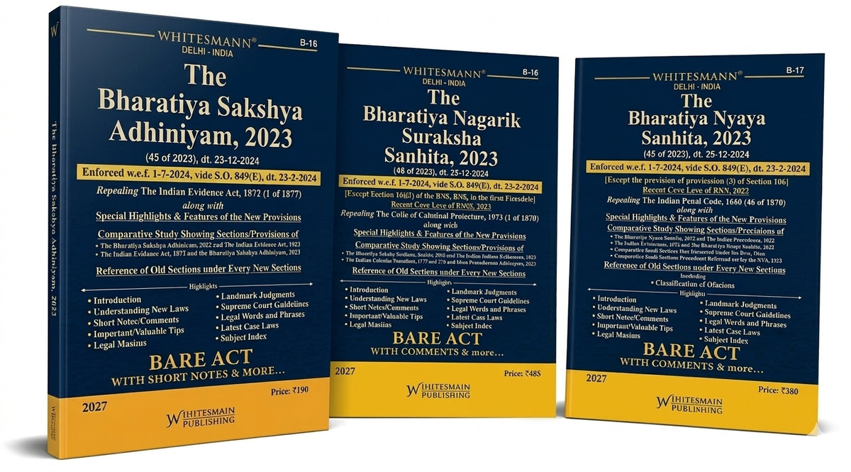The New Criminal Law Bare Acts Combo (BNS, BNSS & BSA, 2023) with Short Notes & Comparative Study – cover