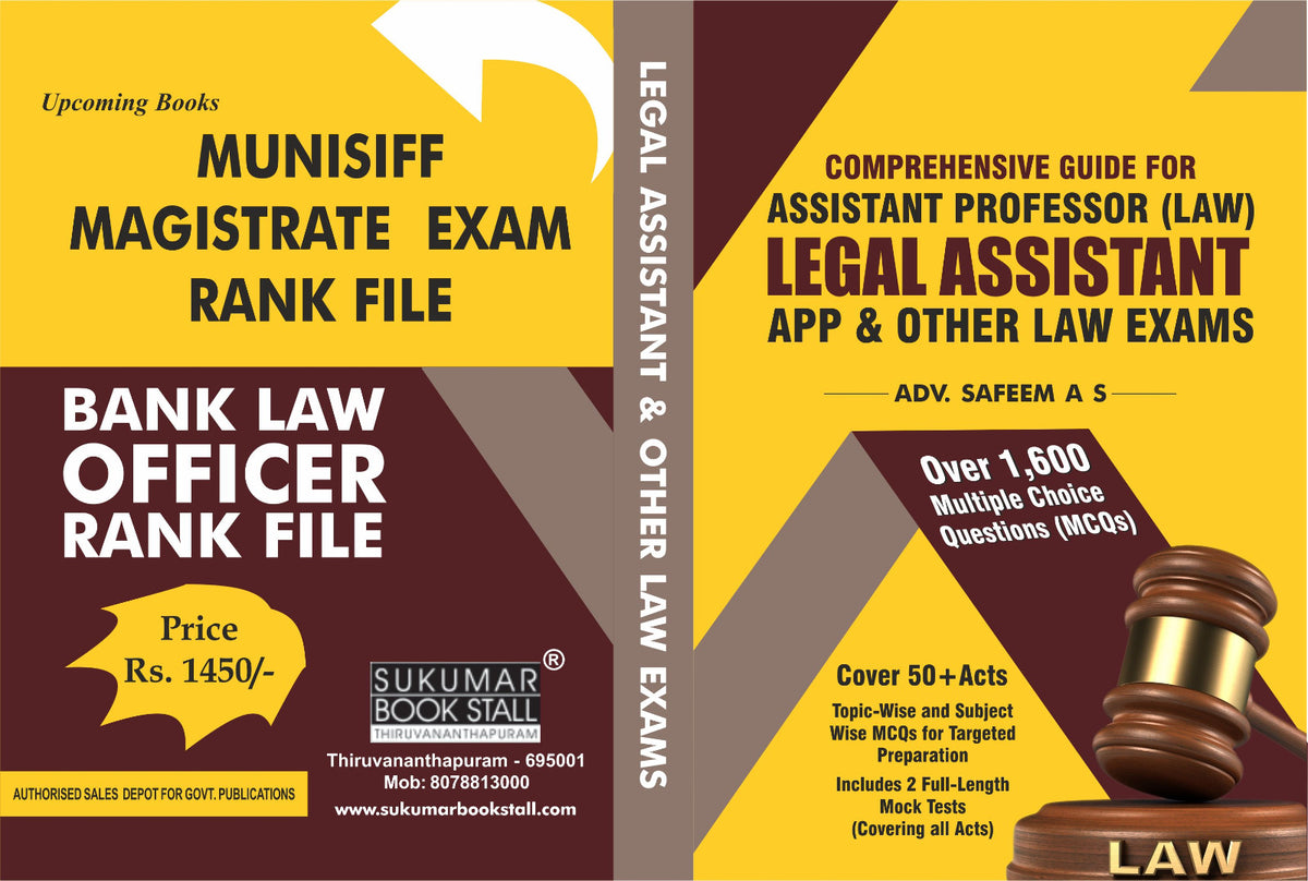 Guide for Legal Assistant , Assistant Professor (Law), Assistant Public Prosecutor & Other Law Exams by Adv. Safeem A S | Free Home Delivery | 2025 Edition | Sukumar Book Stall