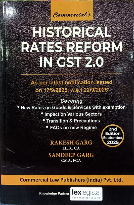 Historical Rates Reform in GST 2.0 | By Commercial Publication | Free Home Delivery | Goods and Services Act