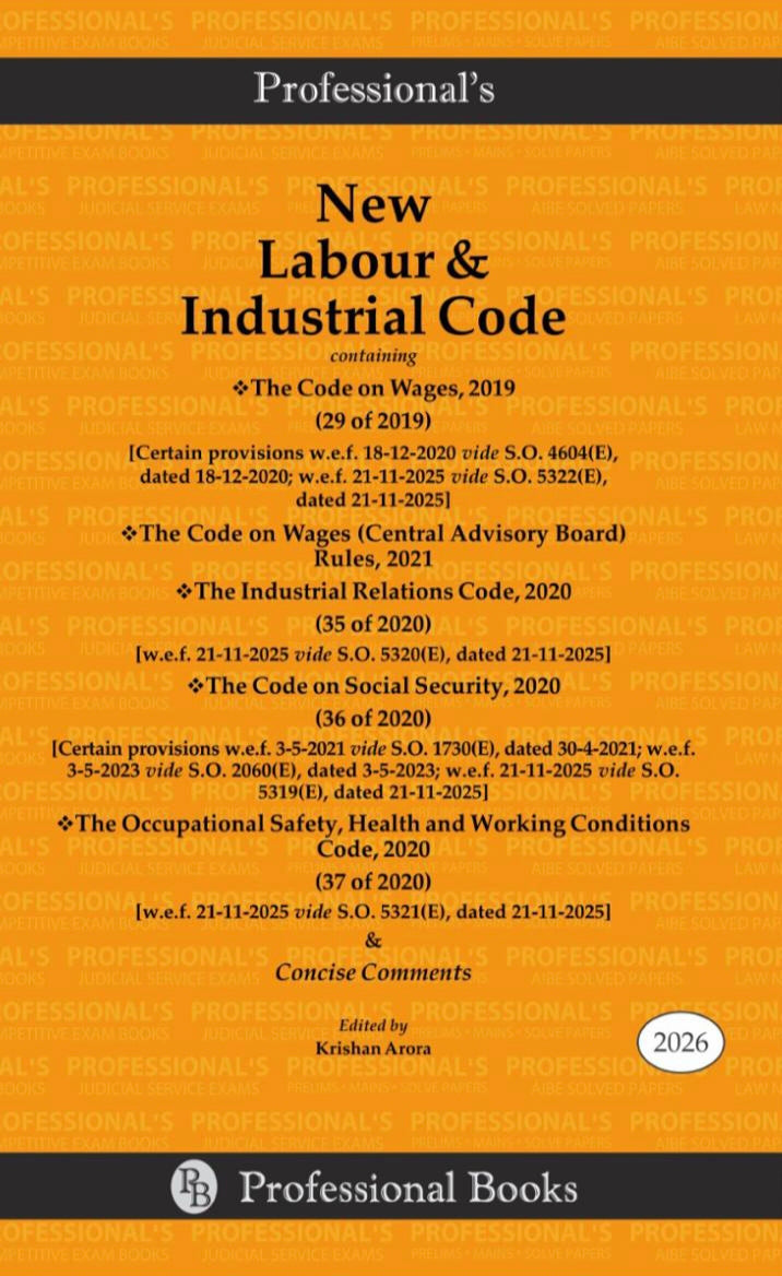 Professional's New Labour & Industrial Code Bare Act 2026 Edition | Contains Concise Section Comments | Free Home Delivery | 40% Discount | New Labour Law