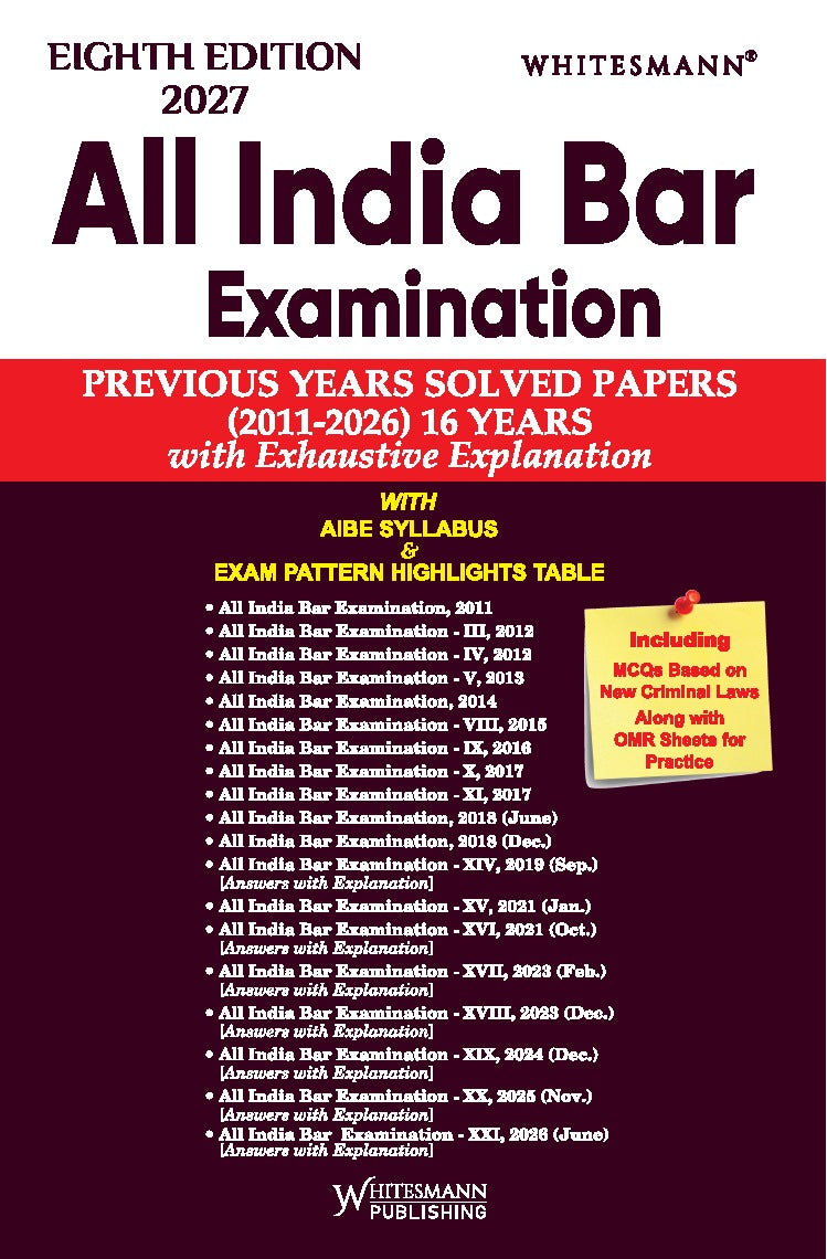 AIBE Previous Year Solved Papers (2011-2026) with Exhaustive Explanations | Whitesmann Publication | All India Bar Examination | AIBE Exam