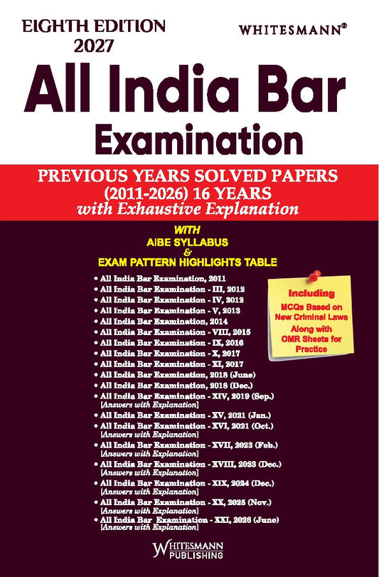 AIBE Previous Year Solved Papers (2011-2026) with Exhaustive Explanations | Whitesmann Publication | All India Bar Examination | AIBE Exam