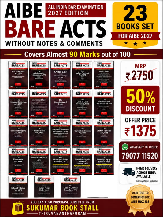 23 Books Set - For ALL INDIA BAR EXAMINATION (AIBE) | 2027 Edition | Whitesmann Publication| Without Comments
