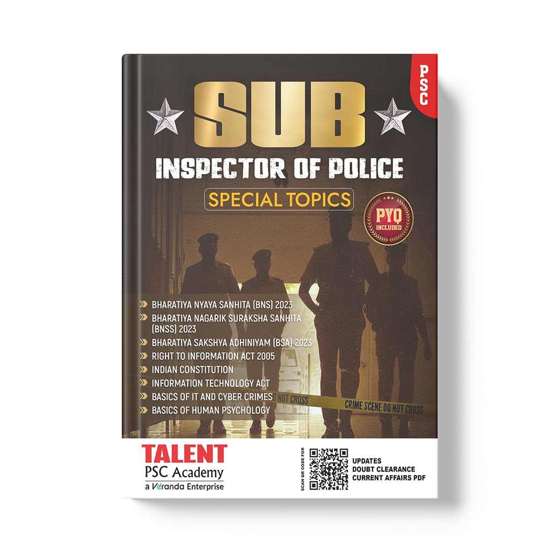 Kerala PSC Sub Inspector of Police Special Topics Latest Edition Book – cover