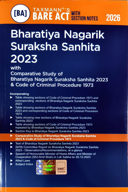 2026 Edition - Taxmann's Bare Act on Bharatiya Nagarik Suraksha Sanhita ( BNSS ) | Contains Section Notes | Free Home Delivery