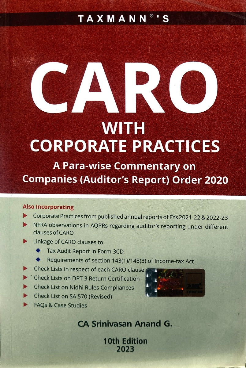 CARO WITH CORPORATE PRACTICES A Para-wise Commentary on Companies (Auditor's Report) Order 2020 | 2023 Edition