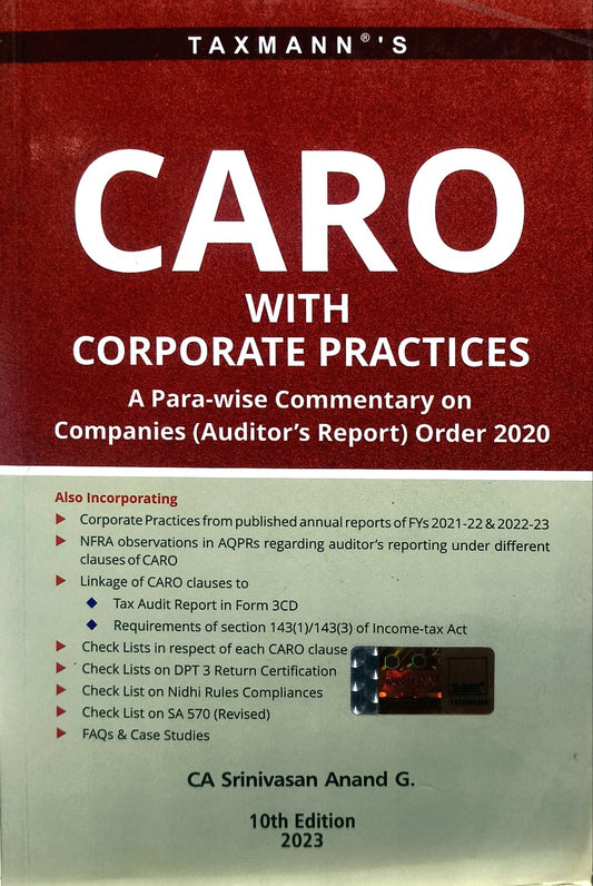 CARO WITH CORPORATE PRACTICES A Para-wise Commentary on Companies (Auditor's Report) Order 2020 | 2023 Edition