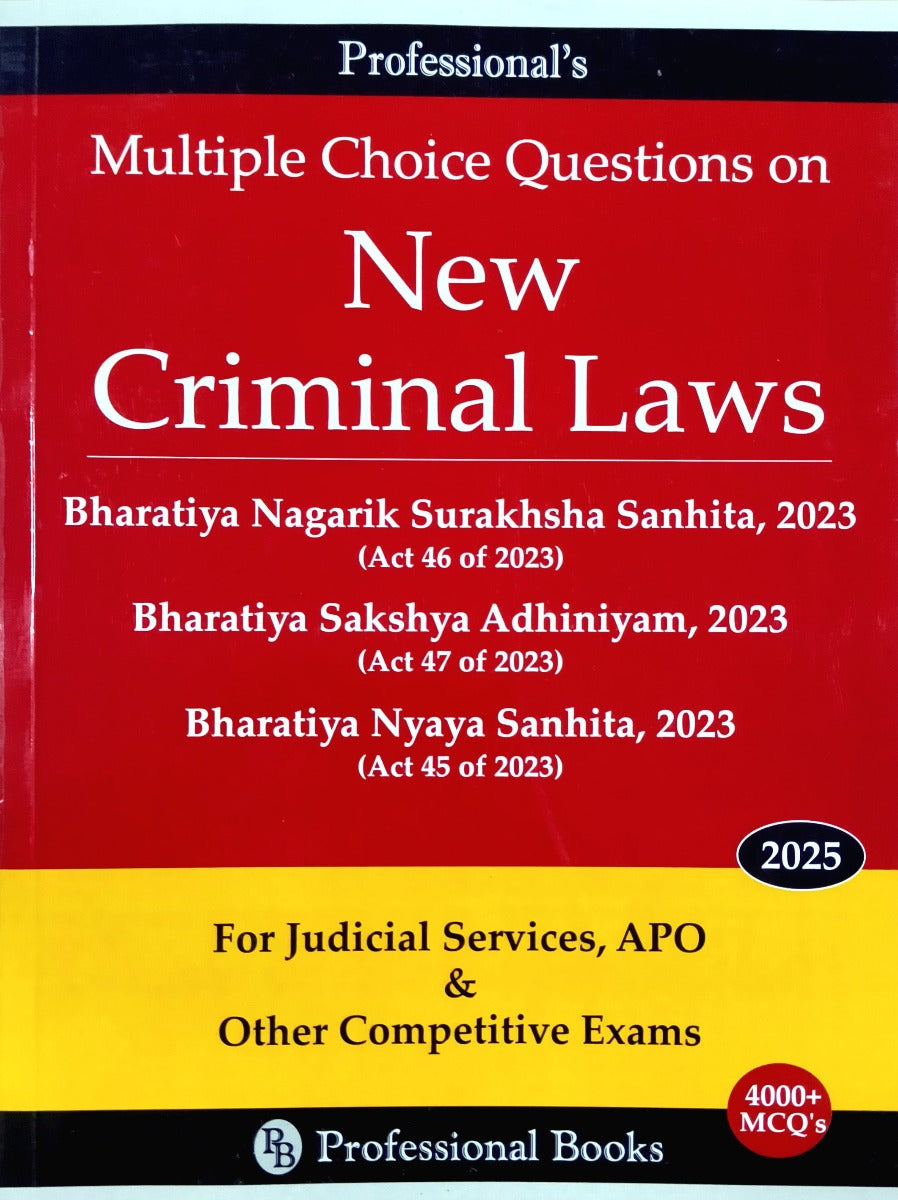 Professional's MCQ on New Criminal Laws | Free Delivery| Multiple Choice Questions | BNS BNSS BSA | Bharatiya Nyaya Sanhita | Bharatiya Sakshya Adhiniyam | Bharatiya Nagarik Suraksha Sanhita