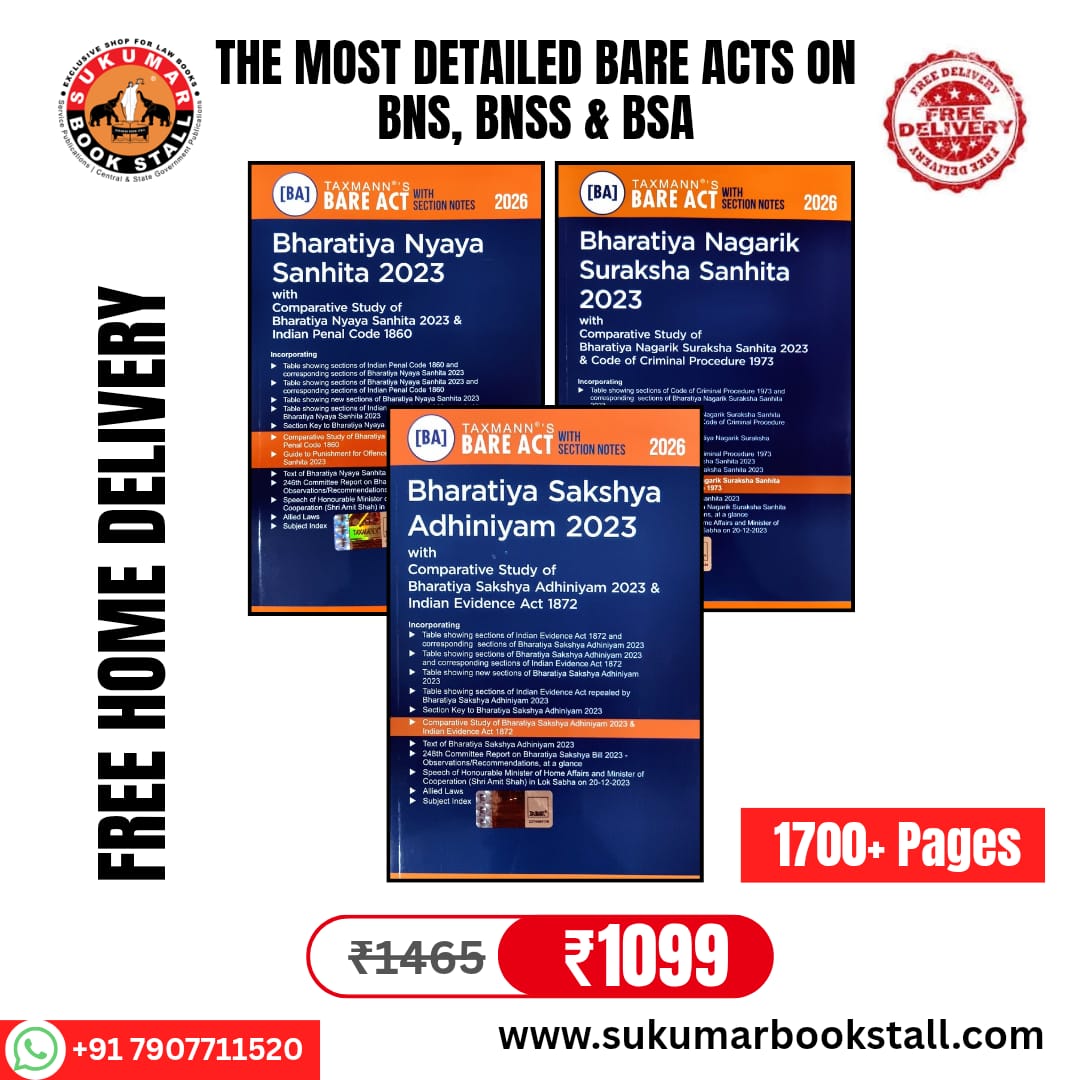 2026 Edition - Taxmann's New Criminal Laws Bare Acts ( BNS, BNSS & BSA) | Free Home Delivery | Bharatiya Nyaya Sanhita | Bharatiya Nagarik Suraksha Sanhita | Bharatiya Sakshya Adhiniyam