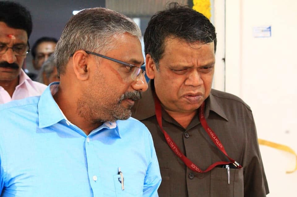 Santhosh Kumar S of Sukumar Book Stall with Kerala DGP Loknath Behera